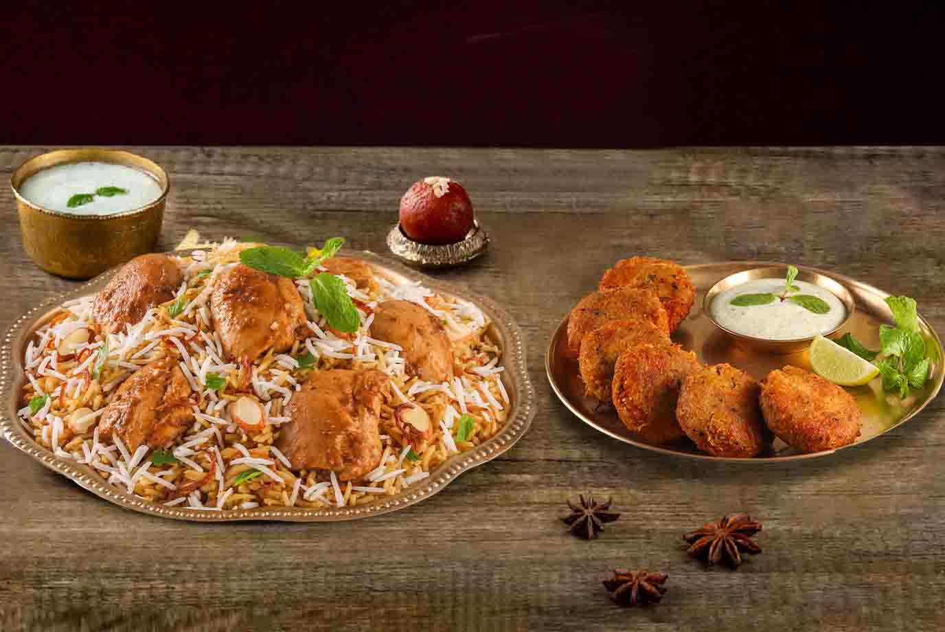 Order Hyderabadi Chicken Biryani Spicy Lazeez Bhuna Murgh Serves Murgh Haleem Kebab Pcs